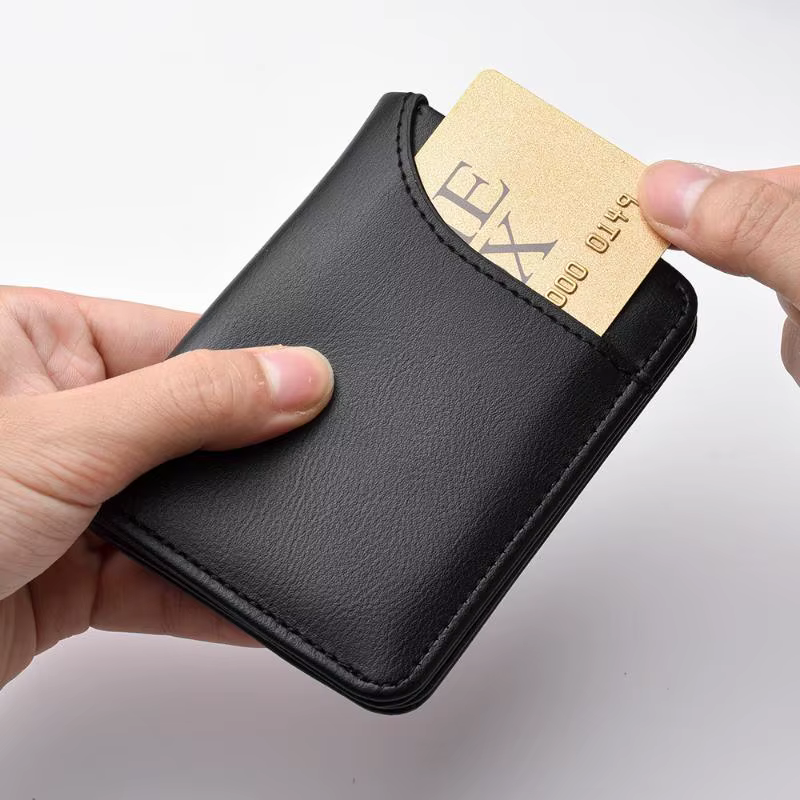 Portefeuille portable super fin en cuir PU, mini porte-cartes de crédit, porte-monnaie, porte-cartes pour hommes, portefeuille fin, petit et court