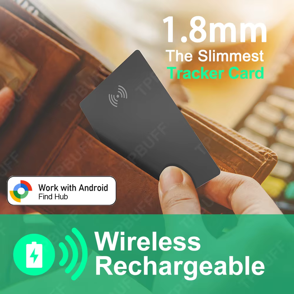Portefeuille Anti-perte, carte Android, suivi de localisation, GPS, étiquette intelligente, fonctionne avec Google Find My App, dispositif Bluetooth, Charge sans fil