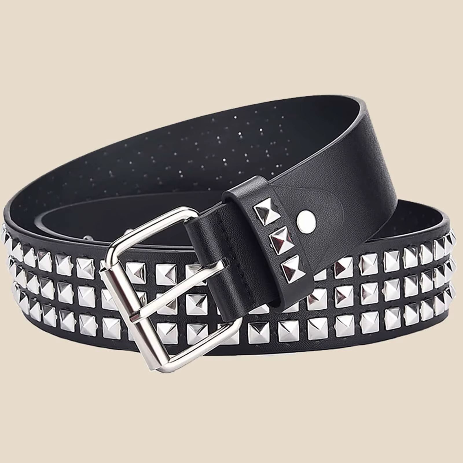 Mode nouvelle perle carrée Rivet ceinture métal pyramide