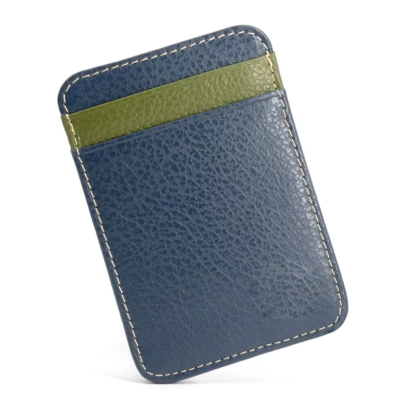 Mini portefeuille 100 % cuir véritable pour hommes – Porte-cartes de crédit/Bus fin avec poche pour identification