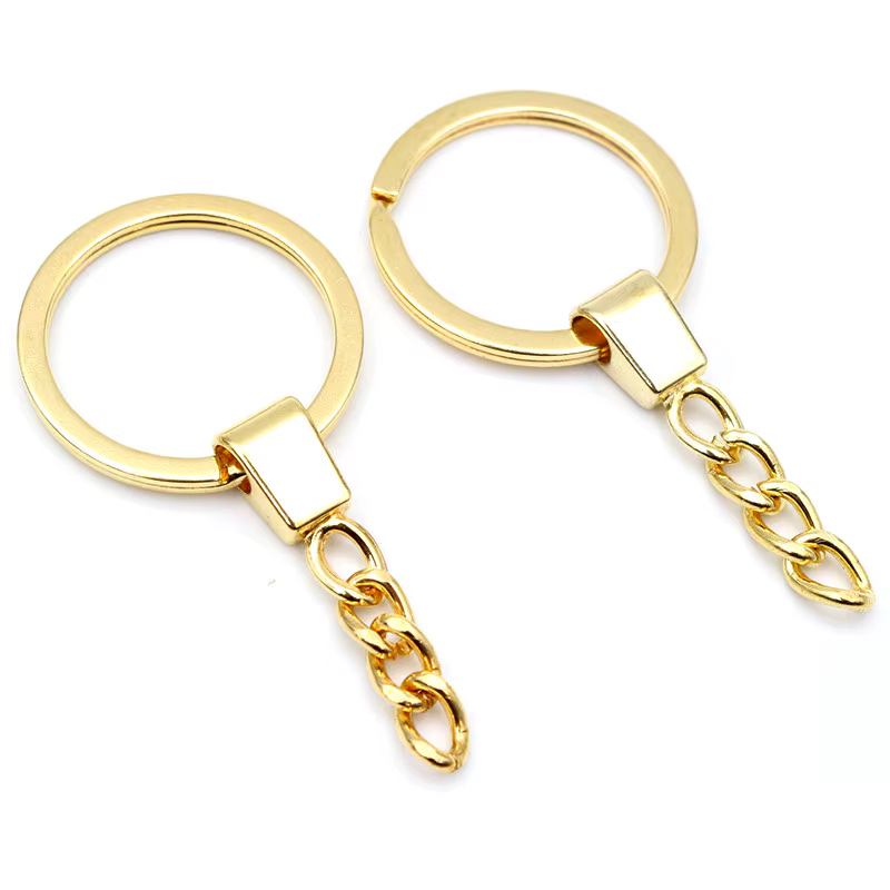 10pcs trousseau accessoires 30mm anneau avec 50mm longue chaîne porte-clés