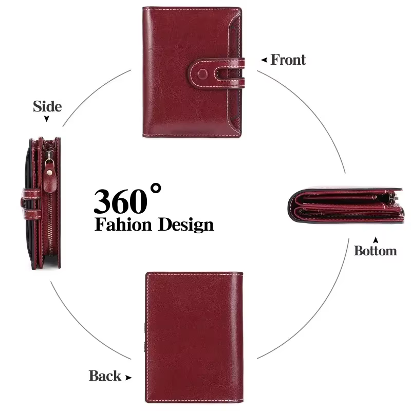 2025 portefeuilles de luxe pour femmes avec poche à fermeture éclair pour pièces de monnaie minimaliste en cuir