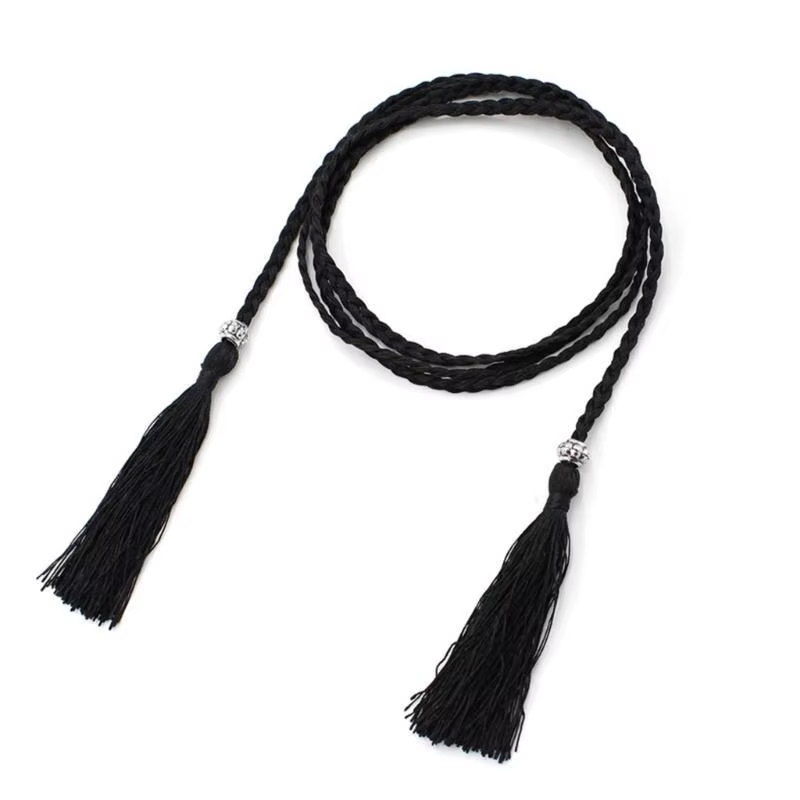 39BD – ceinture taille bohème pour femmes, glands délicats, décorations tressées pour robe d'été, ceinture taille