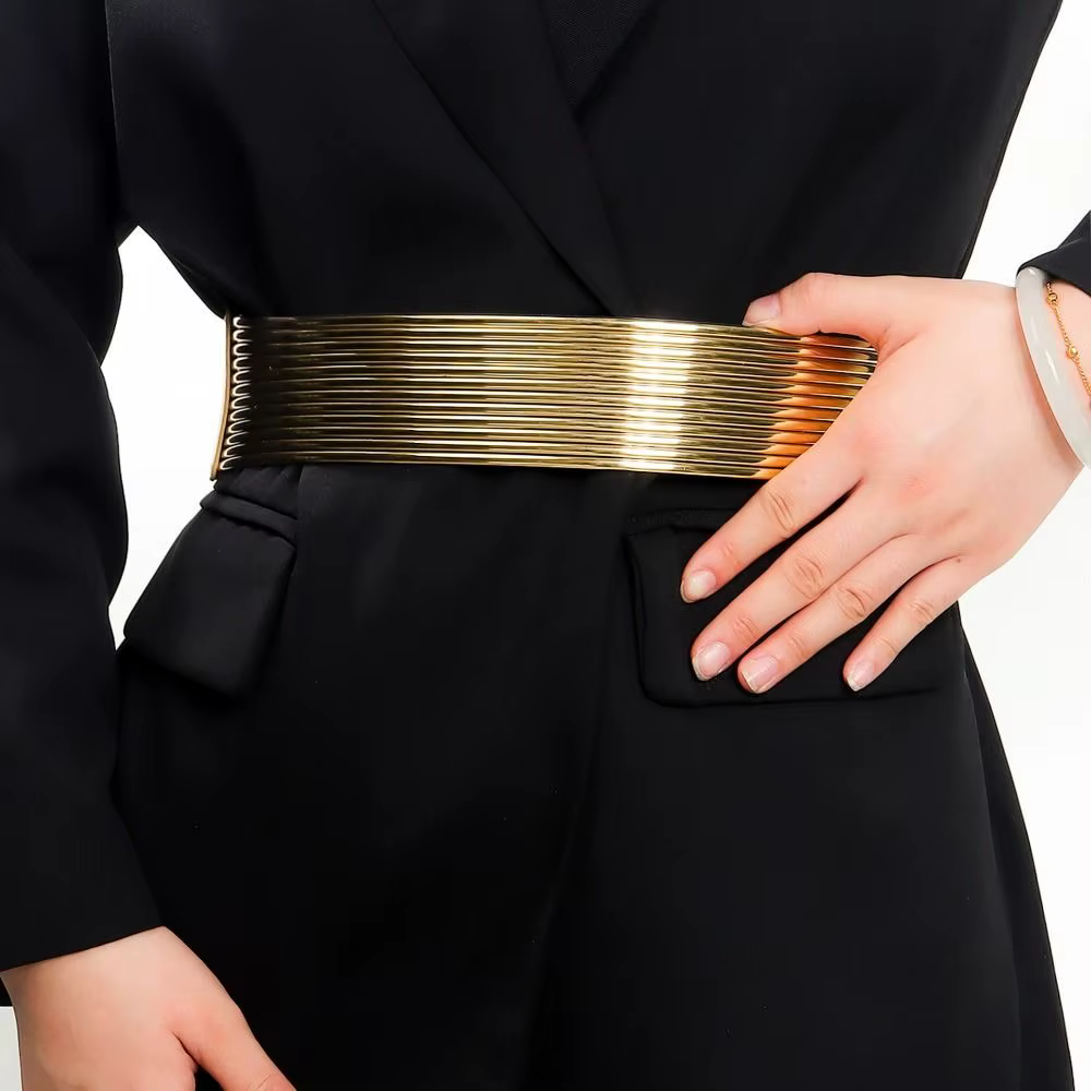 Ceinture de taille dorée élastique pour femme