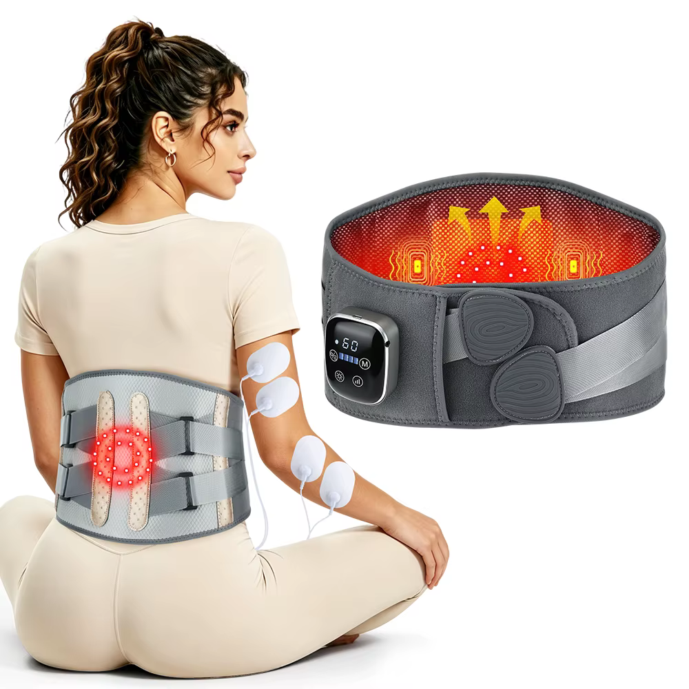 Ceinture Lombaire Chauffante Masseur Dos 9 Modes Vibration Chaleur 40-60°C Rechargeable Soutien