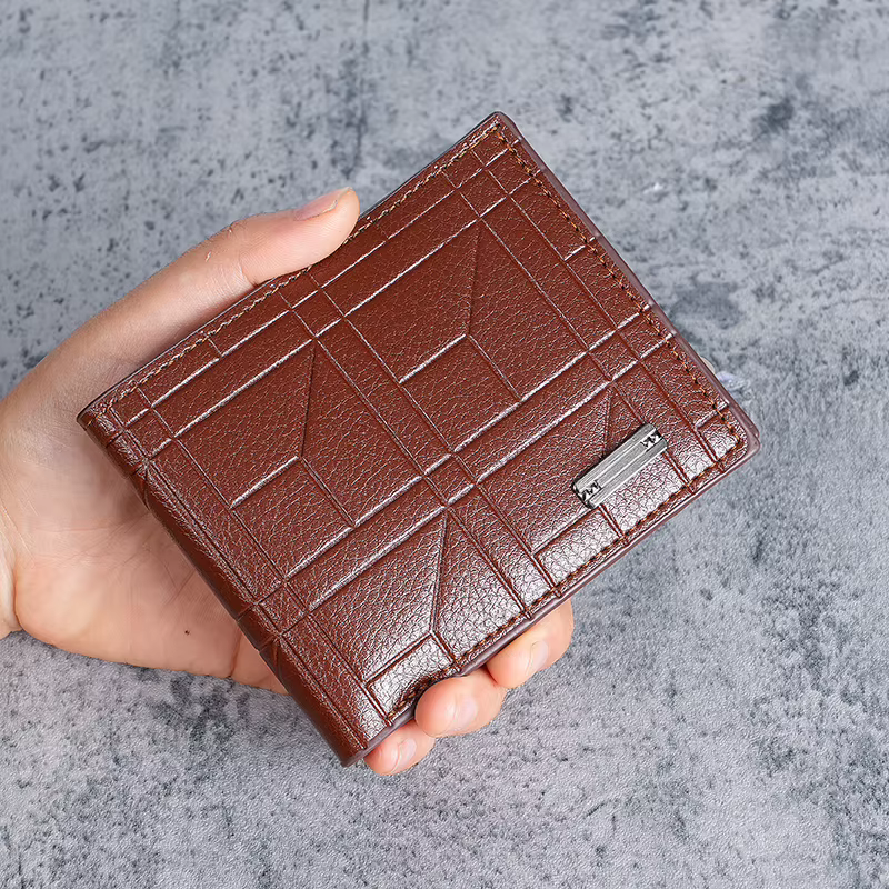 Portefeuille court à carreaux pour hommes