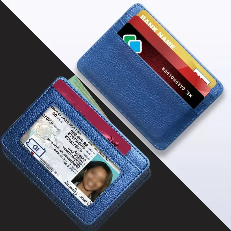 Porte-cartes en cuir mince pour femmes carte de crédit cartes d'identité housse portefeuille organisateur hommes