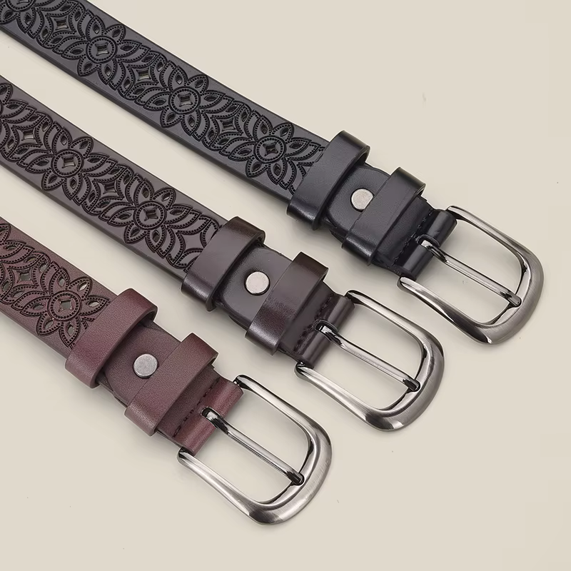 Mode rétro femmes fleur creuse aiguille boucle ceinture Simple et polyvalent pantalons décontractés robe
