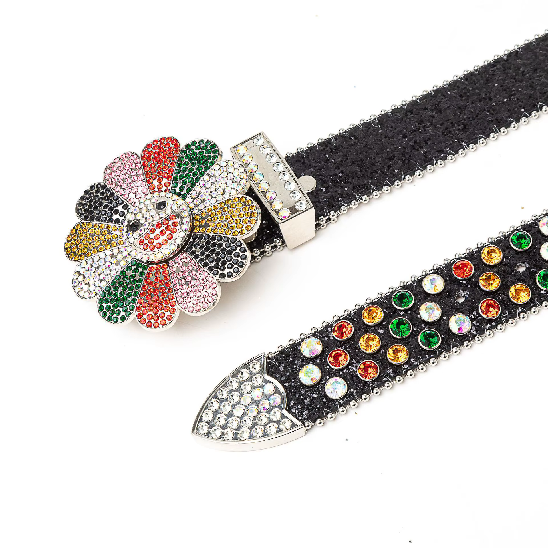 Ceinture de luxe scintillante et éblouissante avec strass colorés