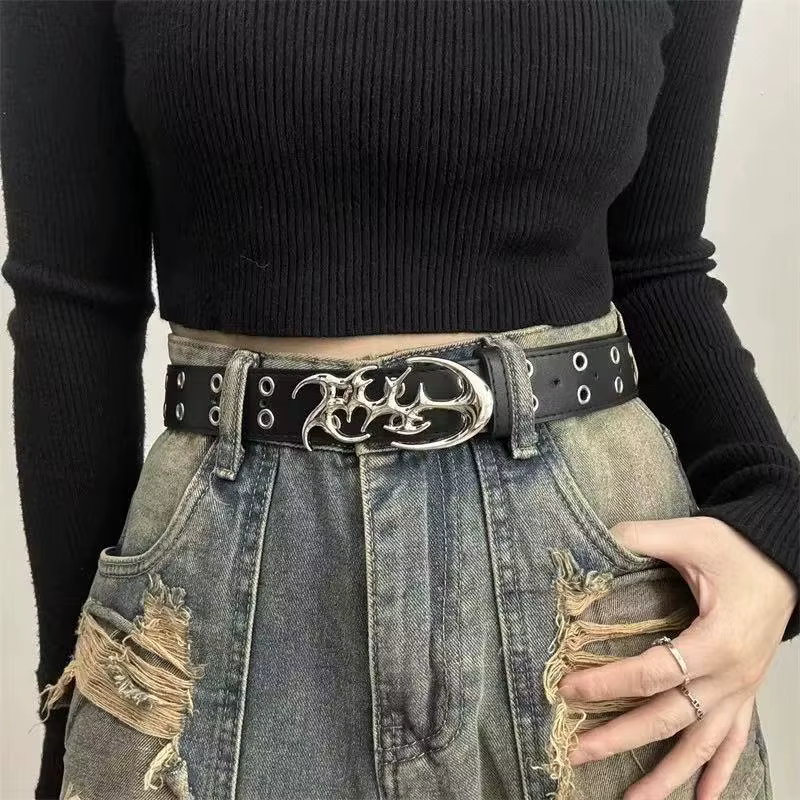 Ceinture Punk en cuir PU ajouré Y2K pour hommes et femmes