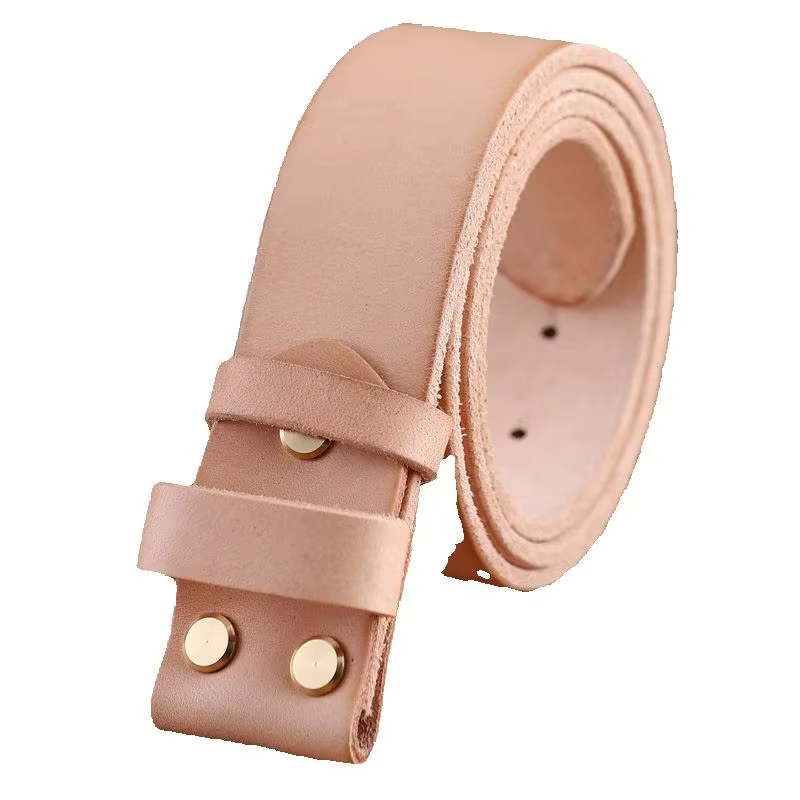 Ceinture en cuir sans boucle lisse dorée pour hommes ceintures de luxe cowboys marron chameau match