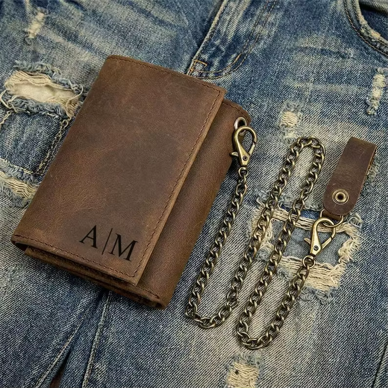 Portefeuille en cuir véritable personnalisé pour homme