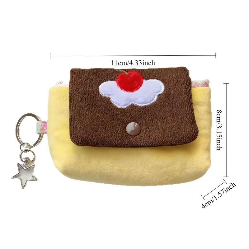 Mini portefeuille cerise douce, petite pochette de rangement multi-usage, étui portable pour pièces de monnaie, cartes et écouteurs, joli accessoire quotidien pour filles