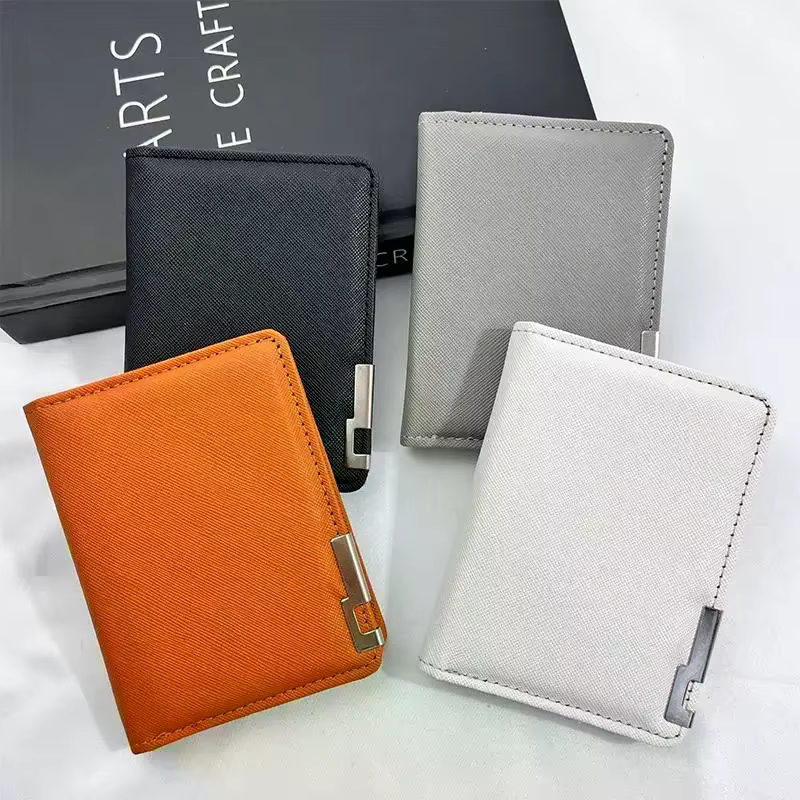 Portefeuille fin en similicuir noir de style professionnel avec plusieurs emplacements pour cartes