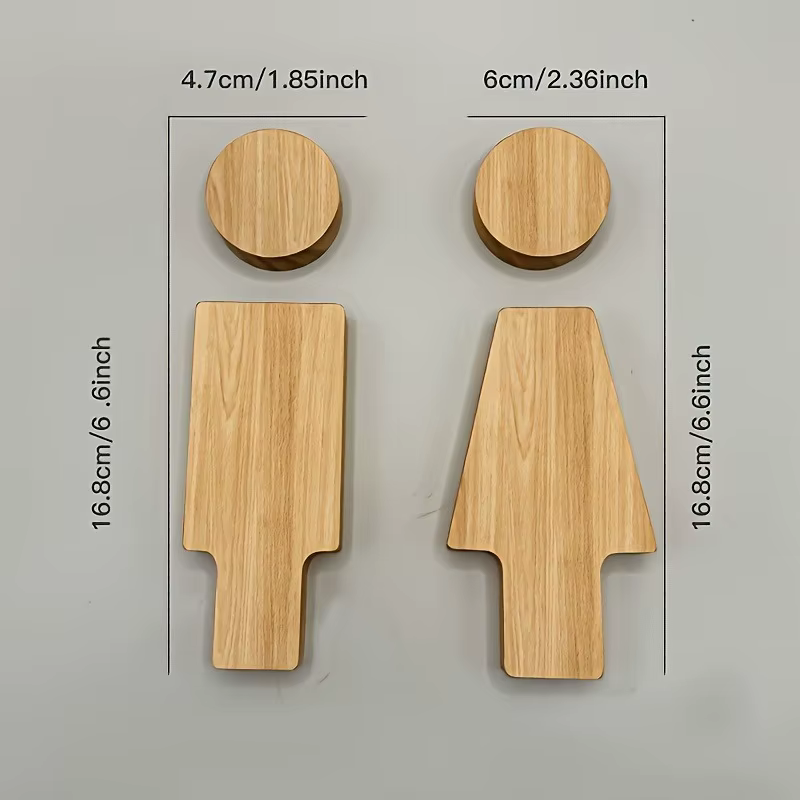 Panneau de salle de bain en bois 2 pièces pour portes de toilettes pour hommes et femmes, adapté à la maison et au bureau, accessoires de salle de bain