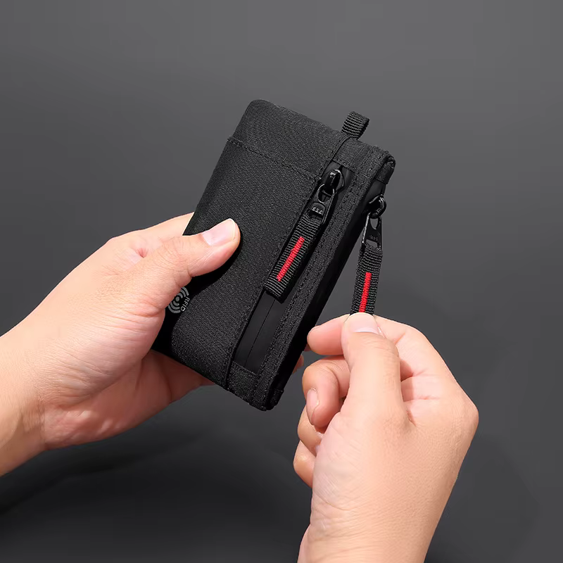 Portefeuille pour hommes Rfid porte-carte de crédit en Nylon mince sac à main fermeture éclair porte-cartes clé mâle