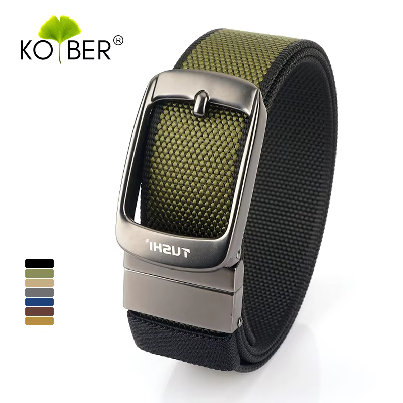 KOLBER Nouvelle Ceinture Réversible Pour Hommes Alliage Argent Boucle Automatique