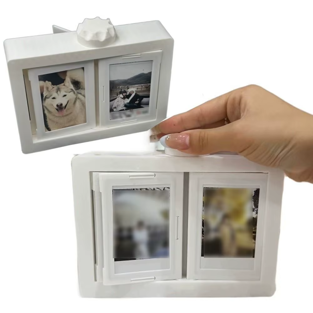 Porte-cartes photo rotatif 3D transparent