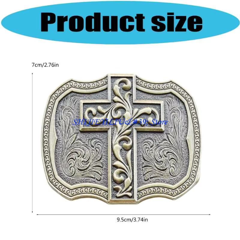 Boucle ceinture avec symbole croix intemporelle E21F, fabriquée en alliages rétro pour une garde-robe moderne