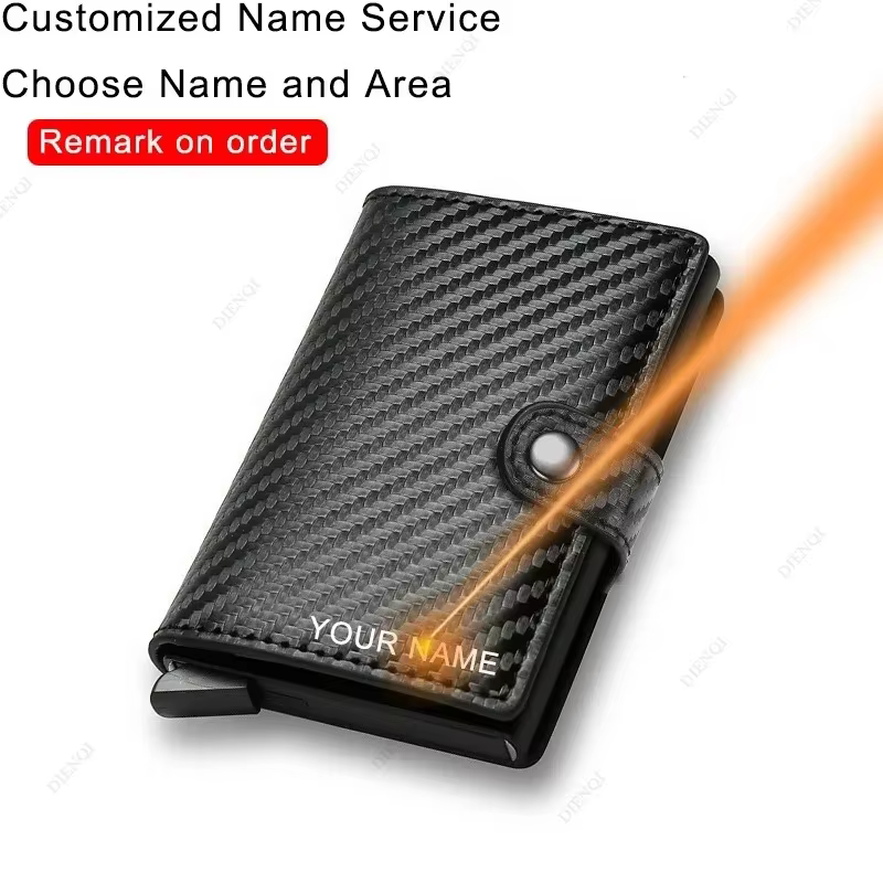 Personnaliser fibre de carbone pour hommes portefeuilles porte-carte de crédit Rfid métal mince