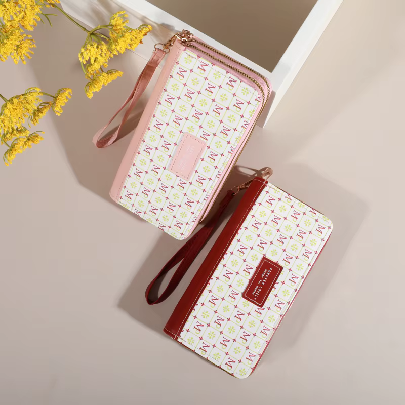 Portefeuille long en cuir PU pour femme