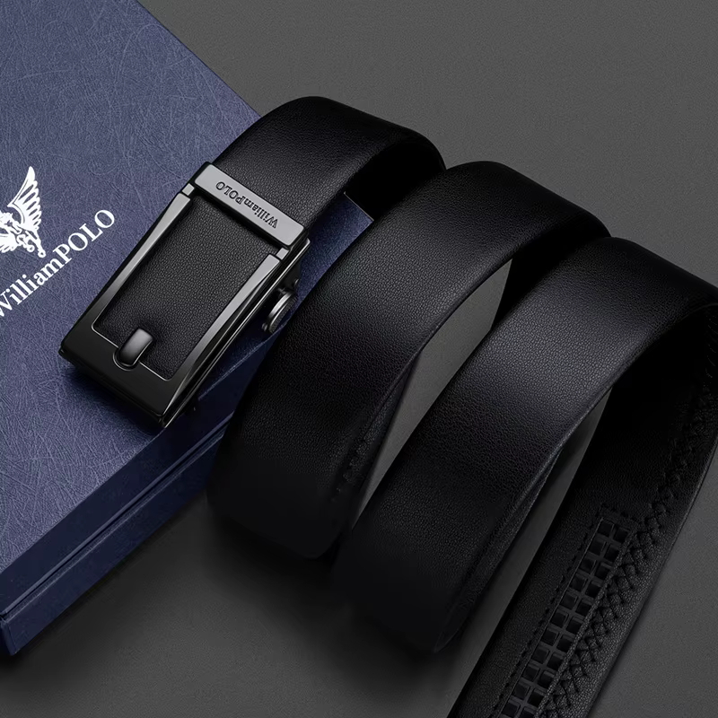 Ceinture en cuir à boucle automatique pour hommes
