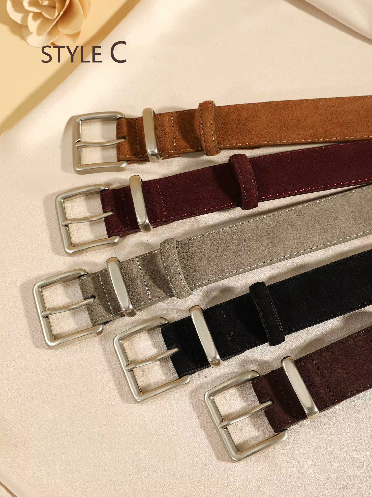 Ceinture de luxe en cuir suédé pour femme