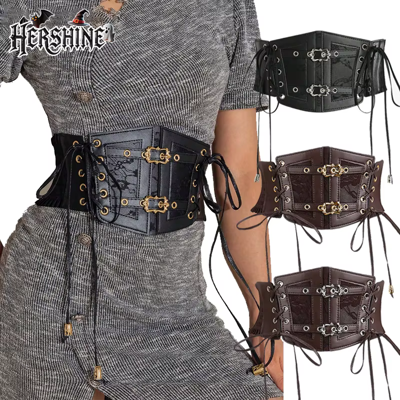 HERSHINE 1 pièce femmes mode boucle en cuir élastique large ceinture