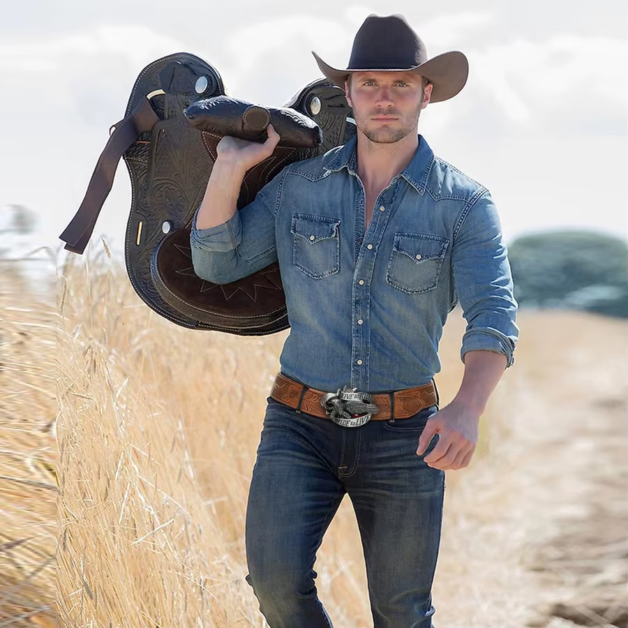 Ceinture en jean pour homme style western