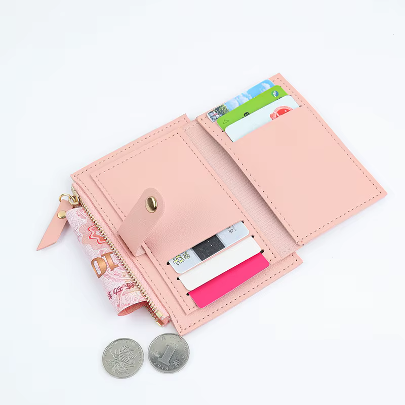 Femmes portefeuilles en cuir PU femme sac à main Mini moraillon solide multi-cartes porte-monnaie court