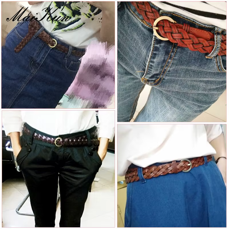 Maikun-Ceinture Fine Tissée en Alliage pour Femme, Tendance