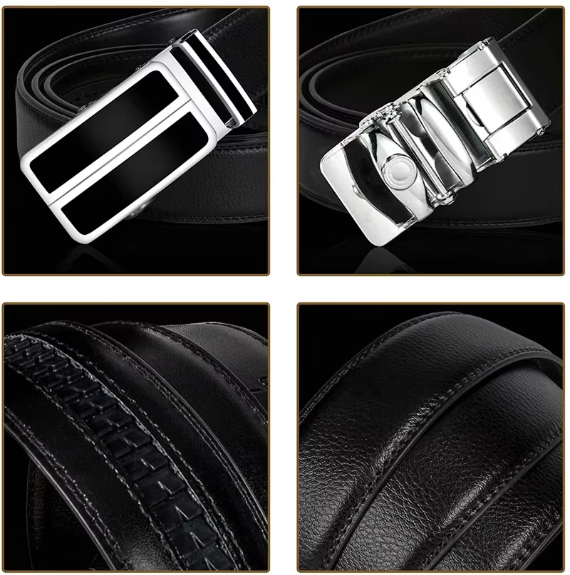 Plyesxale-Ceinture habillée en cuir véritable pour homme