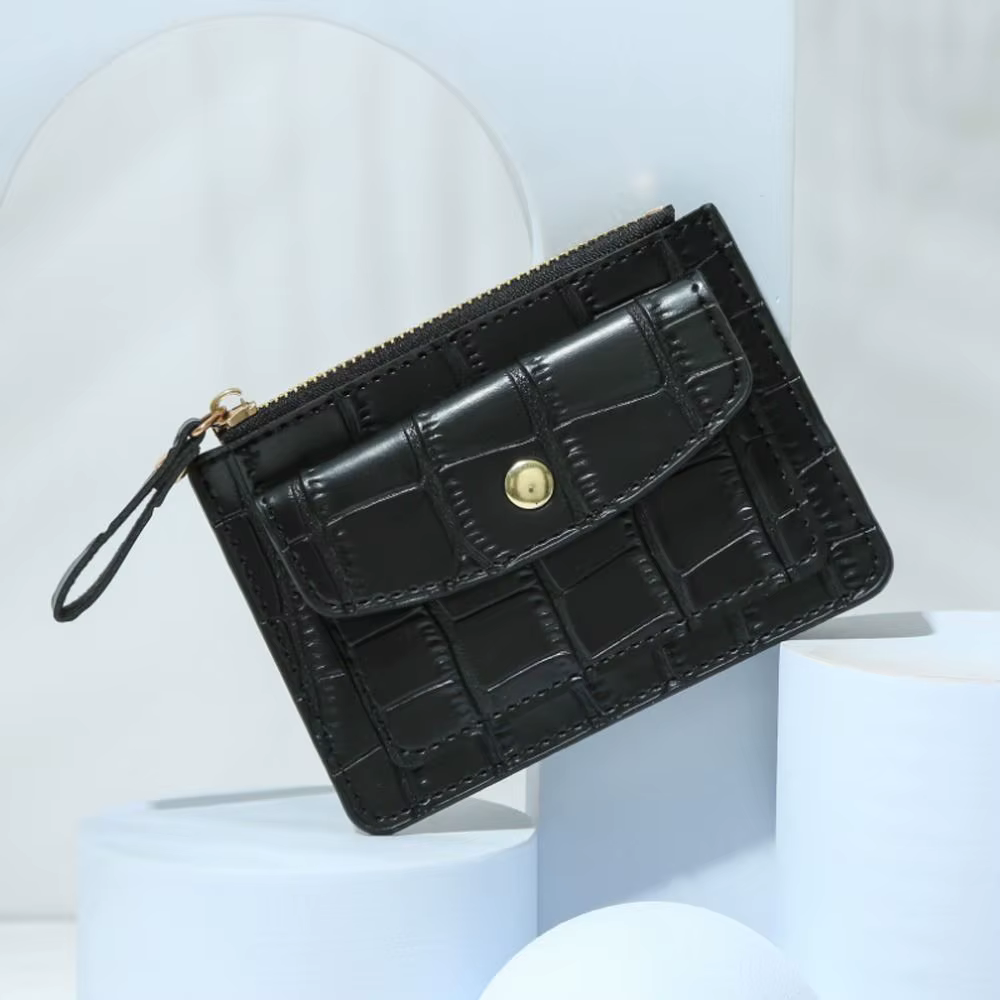 Porte-carte d'identité court sac à main motif Crocodile mode sac d'argent sac