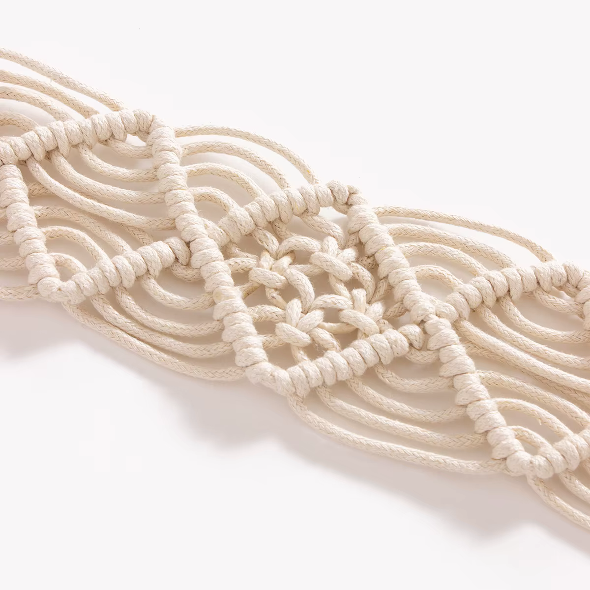 Beige femmes tissé taille ceinture coton Crochet été plage