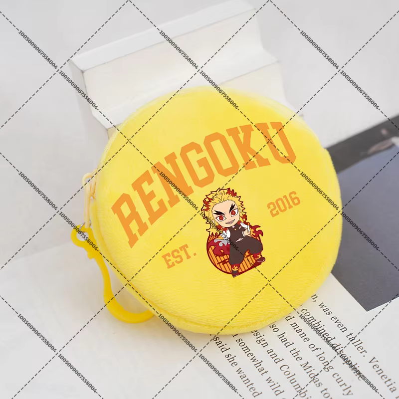 Petit portefeuille rond Demon Slayer, pochette porte-clés de dessin animé, Mini porte-monnaie à fermeture éclair, sac de rangement mignon avec figurine imprimée, cadeaux d'anniversaire