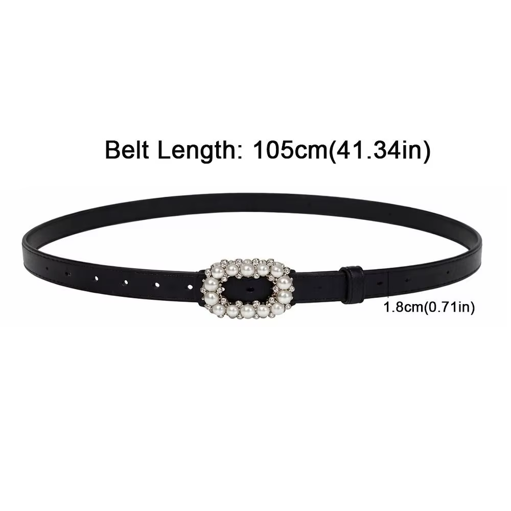 Ceinture fine pour femme décorée de strass et de perles