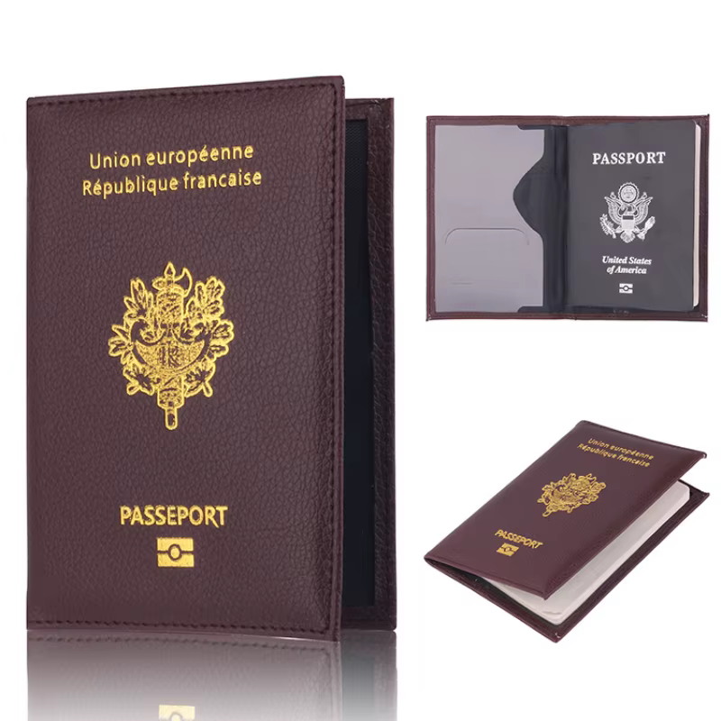 Couverture de passeport français en cuir PU