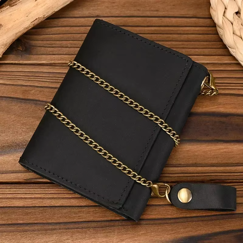 Portefeuille court en cuir véritable pour hommes