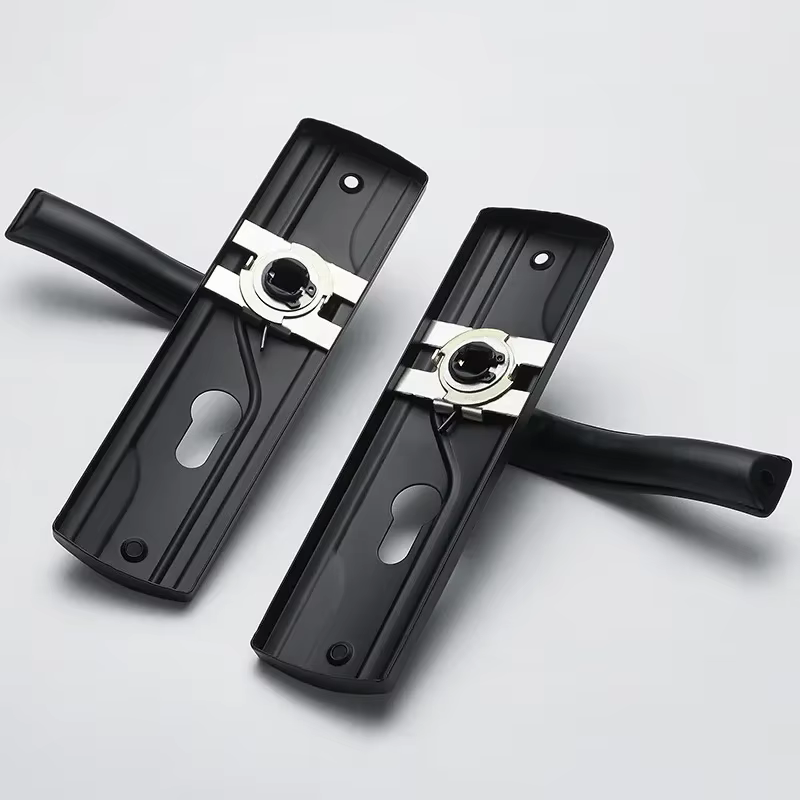 Ensemble de clés de verrouillage de poignée de porte noire, ensemble de chambre à coucher, roulement silencieux, grand bouton noir en acier au manganèse universel pour le salon