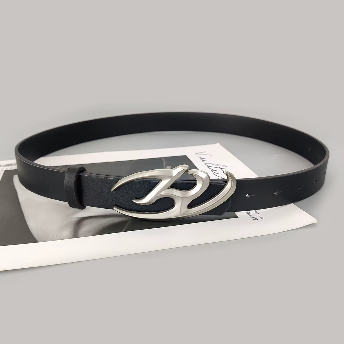 Ceinture en cuir PU noir pour femme