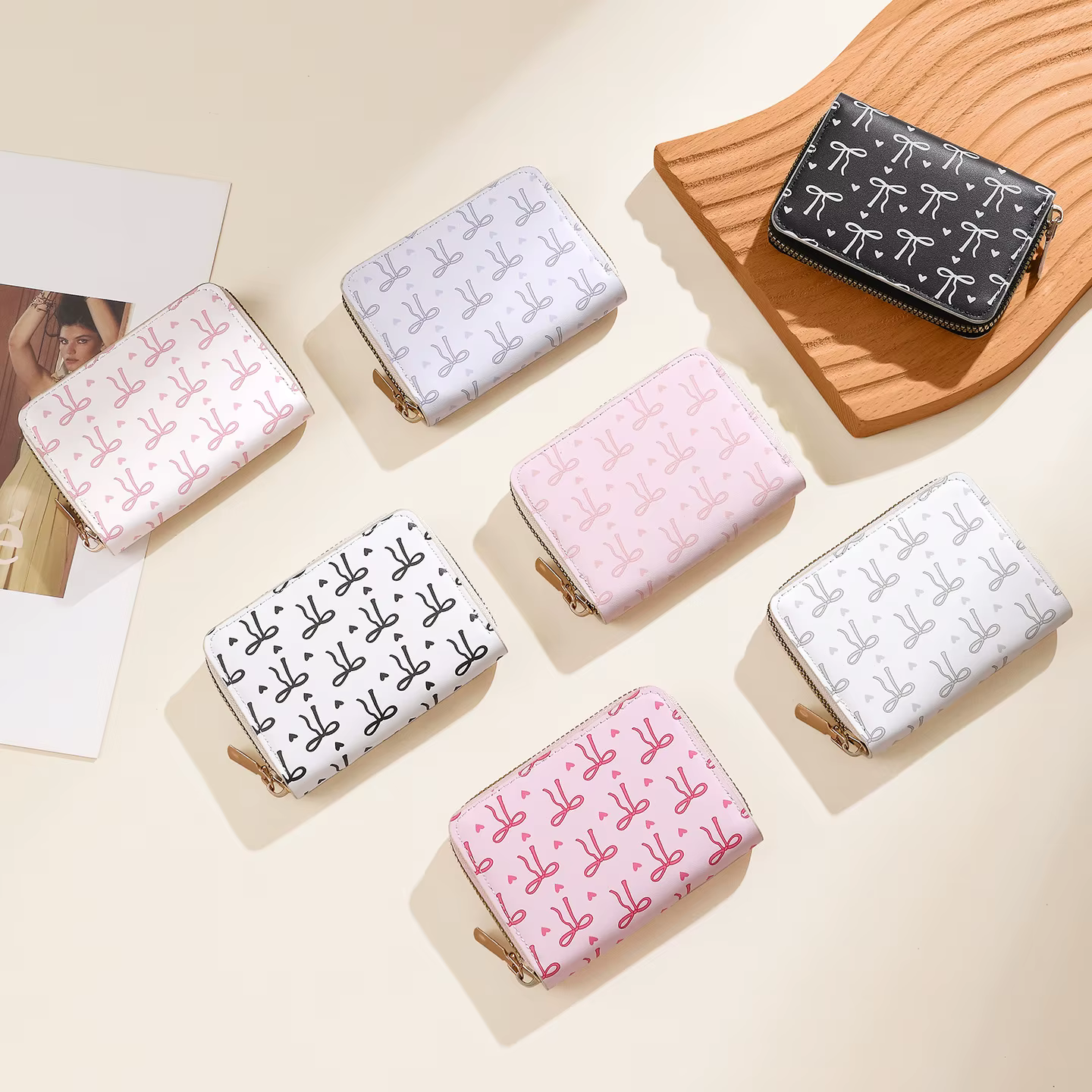 Portefeuille chic vintage à fermeture éclair pour femme - Emplacements sécurisés pour plusieurs cartes