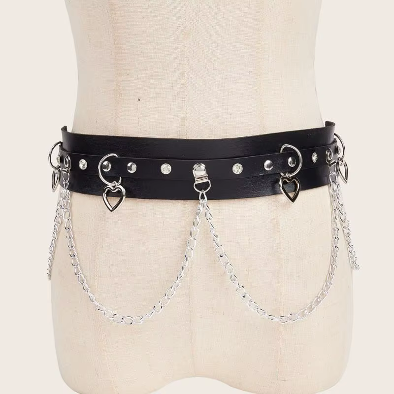 Ceinture en à mode 39BB avec chaîne en métal pour les Occasions décontractées formelles