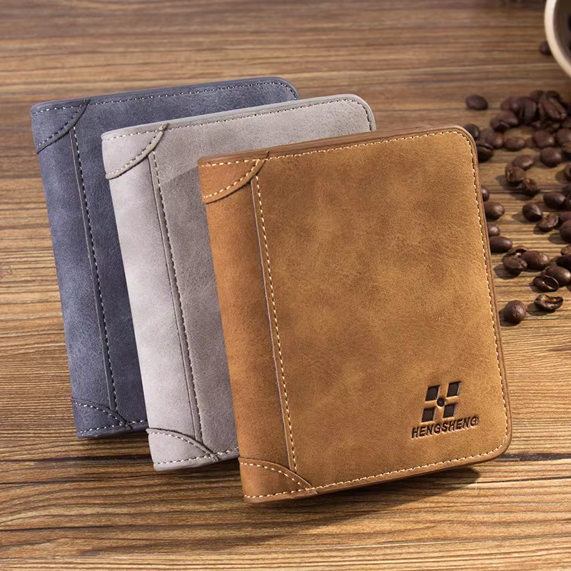 Nouveau portefeuille court en cuir givré pour hommes