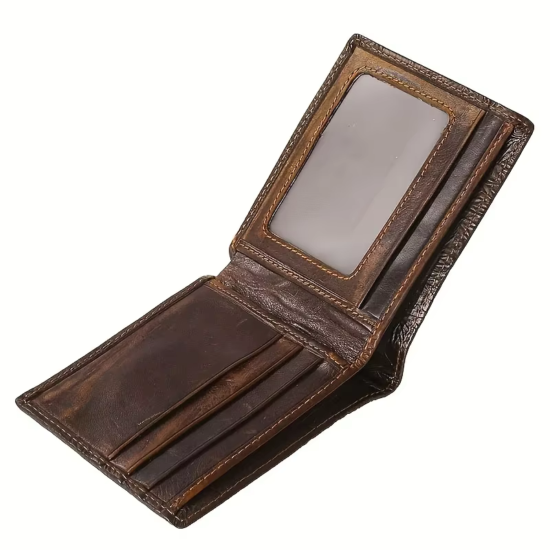 Portefeuille vintage en cuir véritable pour hommes