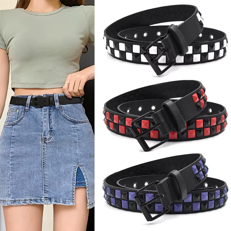 Ceinture Punk à rivets violets pour femmes