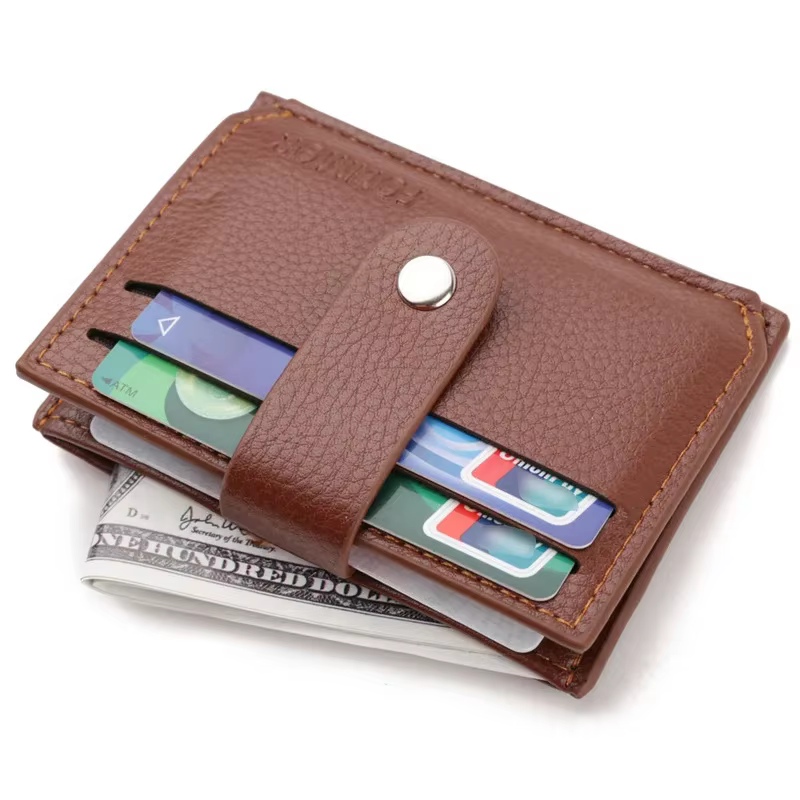 Porte-monnaie mince en cuir PU pour femmes et hommes