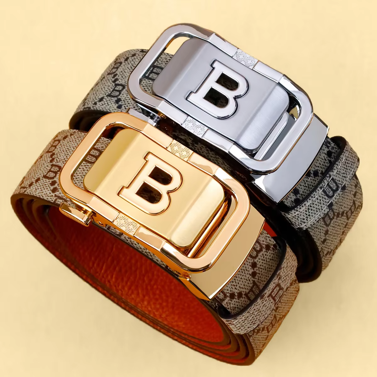 Ceinture en cuir pour homme avec boucle automatique