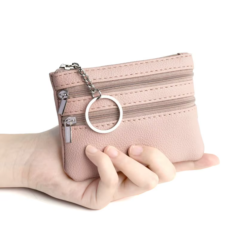Porte-monnaie en cuir Pu noir pour hommes et femmes