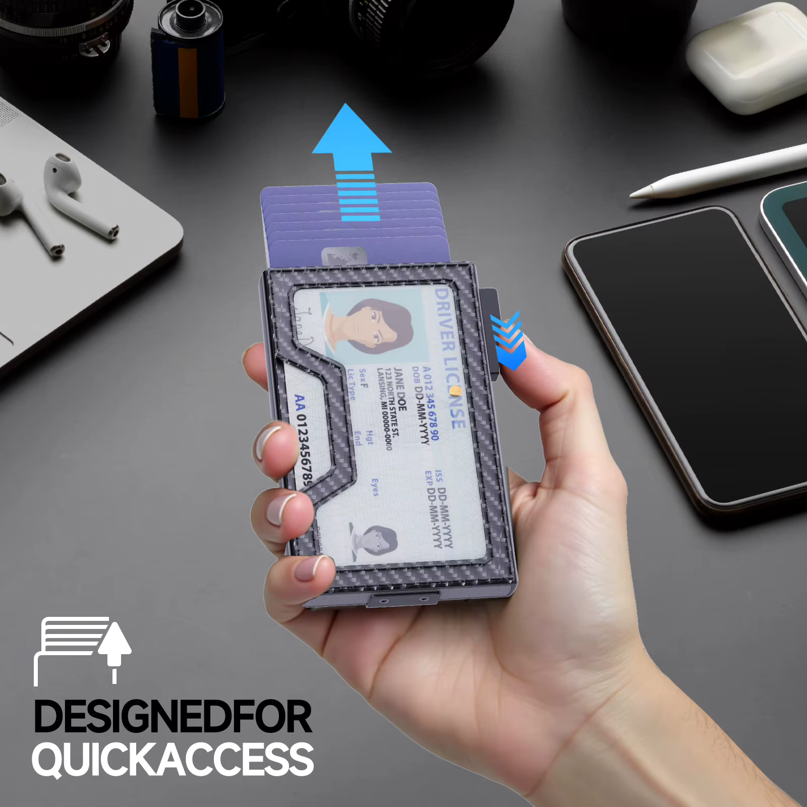 Porte-carte Pop-Up automatique à blocage RFID pour hommes