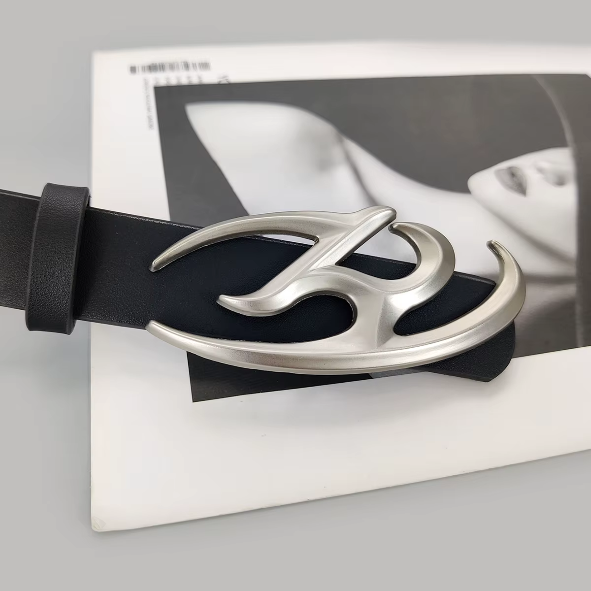 Ceinture en cuir PU noir pour femme
